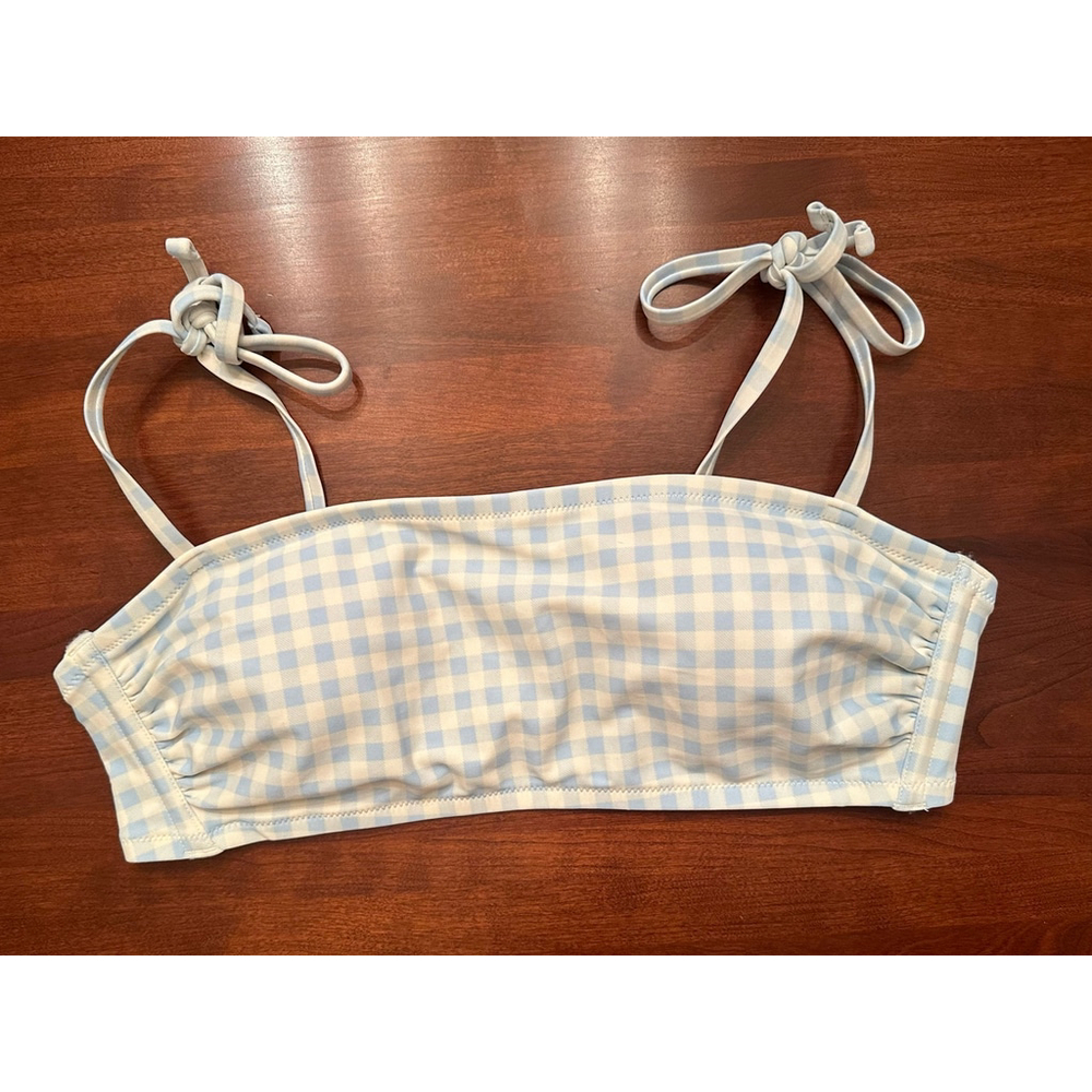 Kona Sol Large Blue and White Gingham Bikini Top (TOP ONLY)